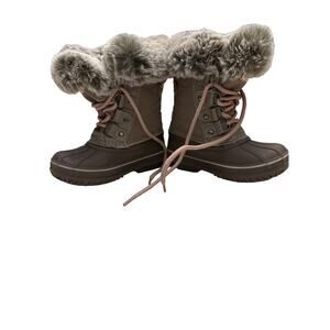 London Fog Little Girls Rain Winter Boots size 8 Brown Pink